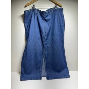 Women’s Plus Size 20 Long Denim Skirt Modest Church Zipper Front Back Slit